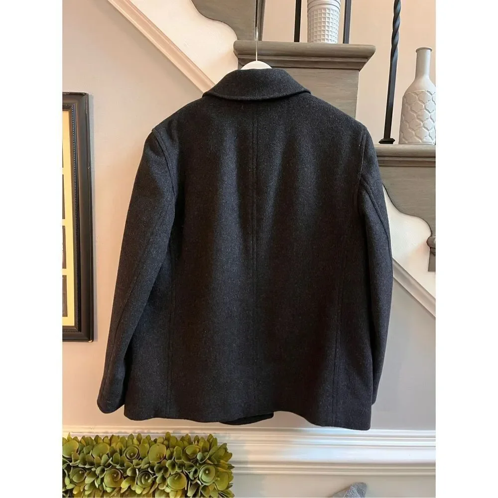 J. Crew Charcoal Wool Cashmere Blend A-Line Pea Coat sz M EUC - Picture 7 of 11